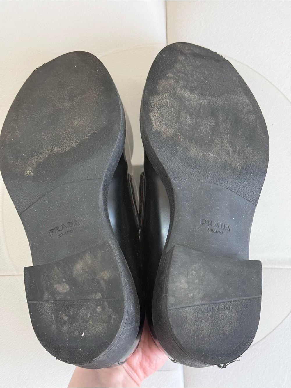 Prada Black Leather Platform Loafers Triangle Logo Women Shoes EU 37 $1270 store - Picture 13 of 13